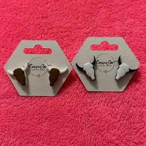 Cow head stud earrings